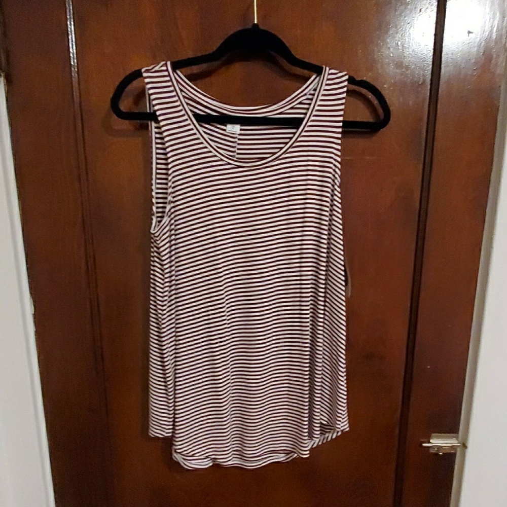 Loose tank striped linen tank